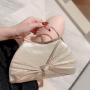 evening bag 2024 Hot Selling Satin Wrinkle Bag Party Bride Wedding Banquet Fashion Gold Bowknot Evening Bags Handbag For Ladies