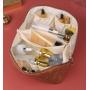 Factory in stock wholesale custom Retro cavity cosmetic bag PU leather large capacity multi -function makeup bag washing bag