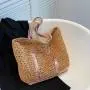 Factory custom natural straw woven  bags 2024 new design Lightweight summer beach bag vacation holiday rattan grass bag