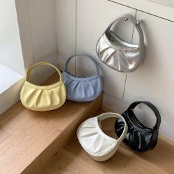 New Design Candy Color Ladies Tote Bag Cute PU Leather Messenger Bag Detachable Shoulder Strap Custard Hand Bag For Women
