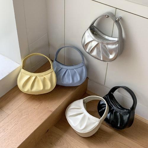 New Design Candy Color Ladies Tote Bag Cute PU Leather Messenger Bag Detachable Shoulder Strap Custard Hand Bag For Women