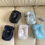 New style Simple womens cross bag Water Resistant Nylon cloth Zipper mini phone bag PU Drawstring Ruffles small crossbody bag