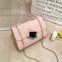Pu Cover Chains Single Shoulder Crossbody Bag Flower Printing Handbags for Women Pure Color Fashion Bag