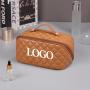 private label quilted makeup bags with handle portable travel wash bag storage cosmetic bags for girls