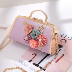 Wholesale New One-shoulder Cross-body Bags High-end Portable Small Square Dinner Bag Fashion Female Flower Chain Bag