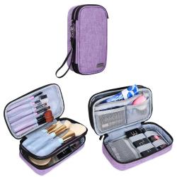 Gelory Reusable Makeup Brush Holder Organizer Bag Portable Cosmetic Toiletry Bag With Handle Strap