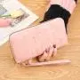 New Ladies Simple Wallet with Long Zipper Clutch Bag Cross-Border Embossed Mobile Phone and Banknote Clip Waterproof