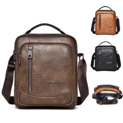 WTB065 Crossbody Bag for Men Lifestyle Casual Vintage PU Leather Shoulder Bag Small Messenger Bag for Travel Work Business