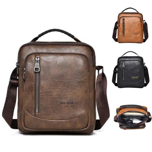 WTB065 Crossbody Bag for Men Lifestyle Casual Vintage PU Leather Shoulder Bag Small Messenger Bag for Travel Work Business