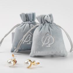 Custom Logo Printed Velvet Gift Bag Luxury Velvet Drawstring Bag For Jewelry