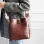 New Crocodile Pattern Bucket Bag Casual Portable Cross-body Shoulder Bag