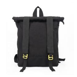 CHANGRONG Custom Black Recycle Canvas travel roll top backpack Bag