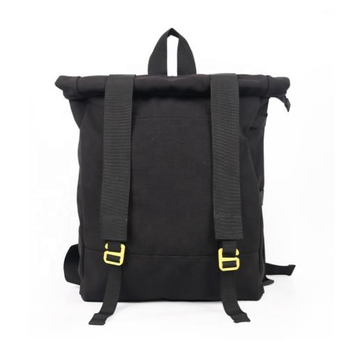 CHANGRONG Custom Black Recycle Canvas travel roll top backpack Bag