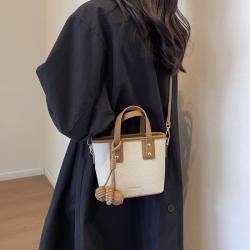 Simplified new Korean version single shoulder crossbody bag with contrasting color for commuting small carrying bag