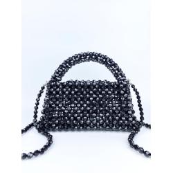 Custom acrylic resin beaded beads hand bag New Fashion Handmade Crossbody Bag Beautiful Black Glass Beads Shoulder Bag