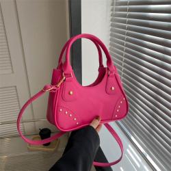 Women's bag red rivet handbag spring/summer 2024 new western-style and trendy texture single shoulder ladies bag