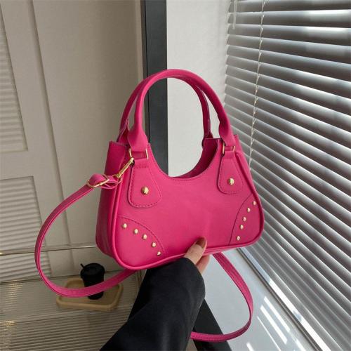 Women's bag red rivet handbag spring/summer 2024 new western-style and trendy texture single shoulder ladies bag