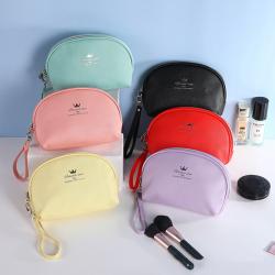 Custom Logo Zippered Make Up Pouch Clear Lip Shaped Small Leather Zipper Makeup Cosmetic Bag