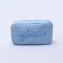 Keymay Custom Personalized Gift Embroidery Chenille Letter Nylon Pouch Cosmetic Makeup Bag Large Capacity Travel Cosmetic Bag