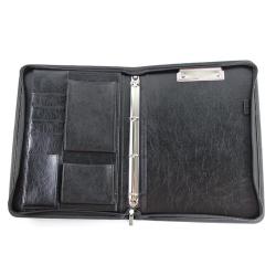 Zip folio with ring binder leather zipper planner with logo high quality zip folio