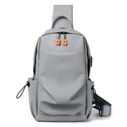ZX076 Waterproof Chest Bags Daily Life Men's One Shoulder PU leather Crossbody Shoulder Bags Travel Hiking Messenger Bag