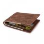 HF047 CUIKCA Slim Wallet Men Leather Short Wallet For Men Nubuck Leather Zipper Coin Purse Business Bank ID Credit Card Holders