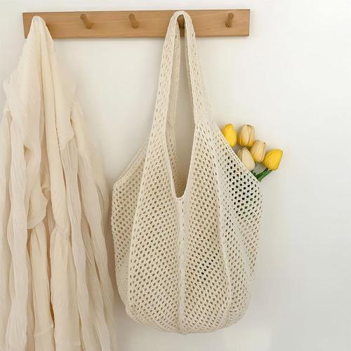 ZWY325 Daily Fashion Girls Cotton Knitting Bag Wholesale Vacation Beach Bag Eco-friendly Shopping Travel Simple Shoulder Bag