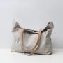 2024 Custom Logo Large Canvas Tote Bag For Women Ladies Luxury With Leather Handle