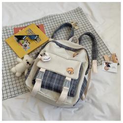 Fashion Elegant Lady Designer Bags Small Bear Backpack with Cute Pendant for Girl Stylish Grid Combination Dyes Pattern  Satchel