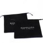 High End Custom Logo Design Black Suede Dust Bag For Handbag Packaging Shopping Gift Drawstring Suede Pouch
