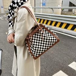 Trendy Ladies  Designer Bags Classic Checkered Pattern Big Tote Messenger PU Leather Handbags Top Handle Satchel Ladies Hobo