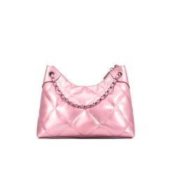 2024 Quilted Tote Bag for Women Metallic Patent PU Leather Chain Underarm Purse Luxury Designer Trending Ladies Shoulder Bags