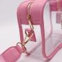 Keymay Stock NO MOQ Pink Multi Colors PVC Crossbody Purse Shoulder Strap Zipper Closure Custom Logo Clear stadium Approved Bags
