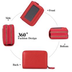 ZF234 Women New Fashionable Head Layer RFID Anti-theft  Cowhide Swipe Card Bag  Bank Card Document Organ Wallet  Money Clips
