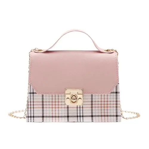 Checked Lock Portable Chain Small Square Bag Small Shoulder Bag Women Shoulder Bag Handbags With Lock