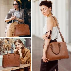 LOVEVOOK New Stylish 15.6 In Laptop Bag Vintage Leather Work Tote Waterproof Business Bag Office Briefcase 2pc handbag for Women