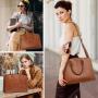 LOVEVOOK New Stylish 15.6 In Laptop Bag Vintage Leather Work Tote Waterproof Business Bag Office Briefcase 2pc handbag for Women