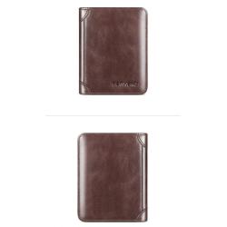 ZF209  Men Wallet Genuine Leather Oil Waxed Head Layer Cowhide Anti-theft Brush Vertical Card Bag Short Trifold Money Clip