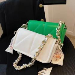 Pure Color Chains Fashion Women Bags Pu Cover Crossbody Bag Women Diamond Lattice Shoulder Bag
