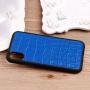 Custom Made Luxury Blue Embossed Faux Crocodile Genuine Cowhide Leather Cell Phone Case For Iphone X 11 12 13 14 15 Pro Max