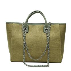 2024 Custom Large Canvas Tote Bag For Women Handbag With Zipper Chain