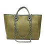 2024 Custom Large Canvas Tote Bag For Women Handbag With Zipper Chain