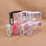 Keymay Rts Stock Loq Moq 9 Colors High Quality Customize Logo Pvc Makeup Pouch Clear Cosmetic Zipper Bag Plastic Makeup Bag