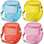 Gelory Colorful Beach Toy Seashell Shell Bags for Kids Girls Boys Adjustable Carrying Straps Cylinder Mesh Beach Bag