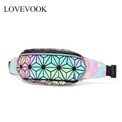 LOVEVOOK 2021 fanny pack women waist bag female belt bag for girls small purse ladies mini geometric luminous waist bag