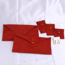 Custom Embroidery Velvet Lining Satin Envelope Jewelry Pouch Packaging Gift Bag With Button