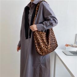 women's cross body bag simple large capacity fluffy bag new products popular leopard print single shoulder tote bag