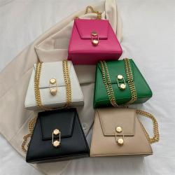 2023 New Thread Cover PU Shoulder Bag High Quality Fashion Trapezoidal Lock Chain Bag Wholesale Women Handbags