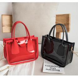2024 New Transparent Jelly Mini Handbag Fashionable Female PVC Shoulder Crossbody Bag Chain Bag