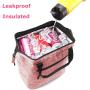 Pink Durable Nylon Lunch Bag Insulated Lunch Box Soft Cooler Cooling Tote for Adult Men Women
